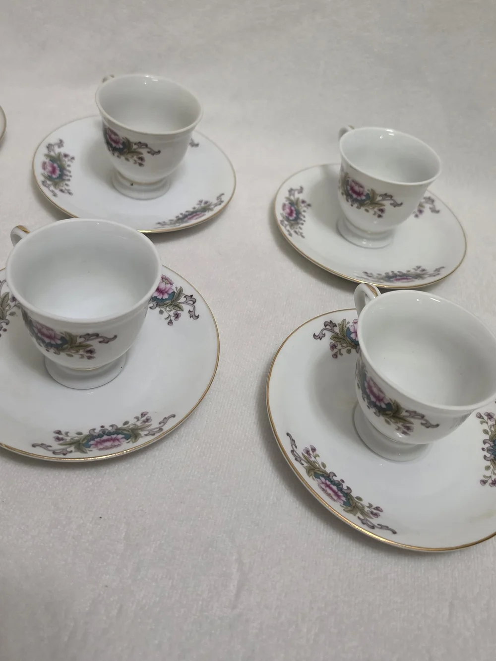 ​Vintage Liling Porcelain Espresso Demitasse Cup Saucer Set 6 Pcs Floral China C